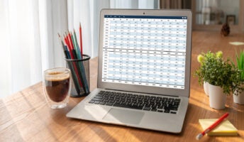 Accounting software on laptop screen