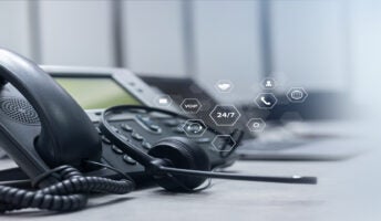 VoIP phone on desk