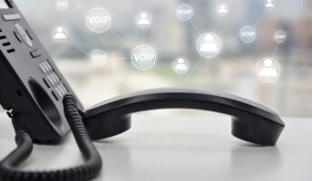 VoIP deskphone on table
