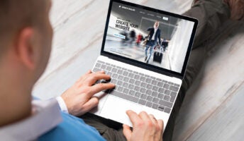 Man creating a website with a free website builder