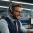 A salesman talks to a customer on the phone.