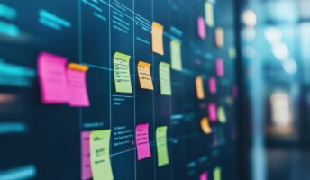 Post-it notes on a blackboard