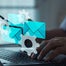 Individual on laptop with email graphic