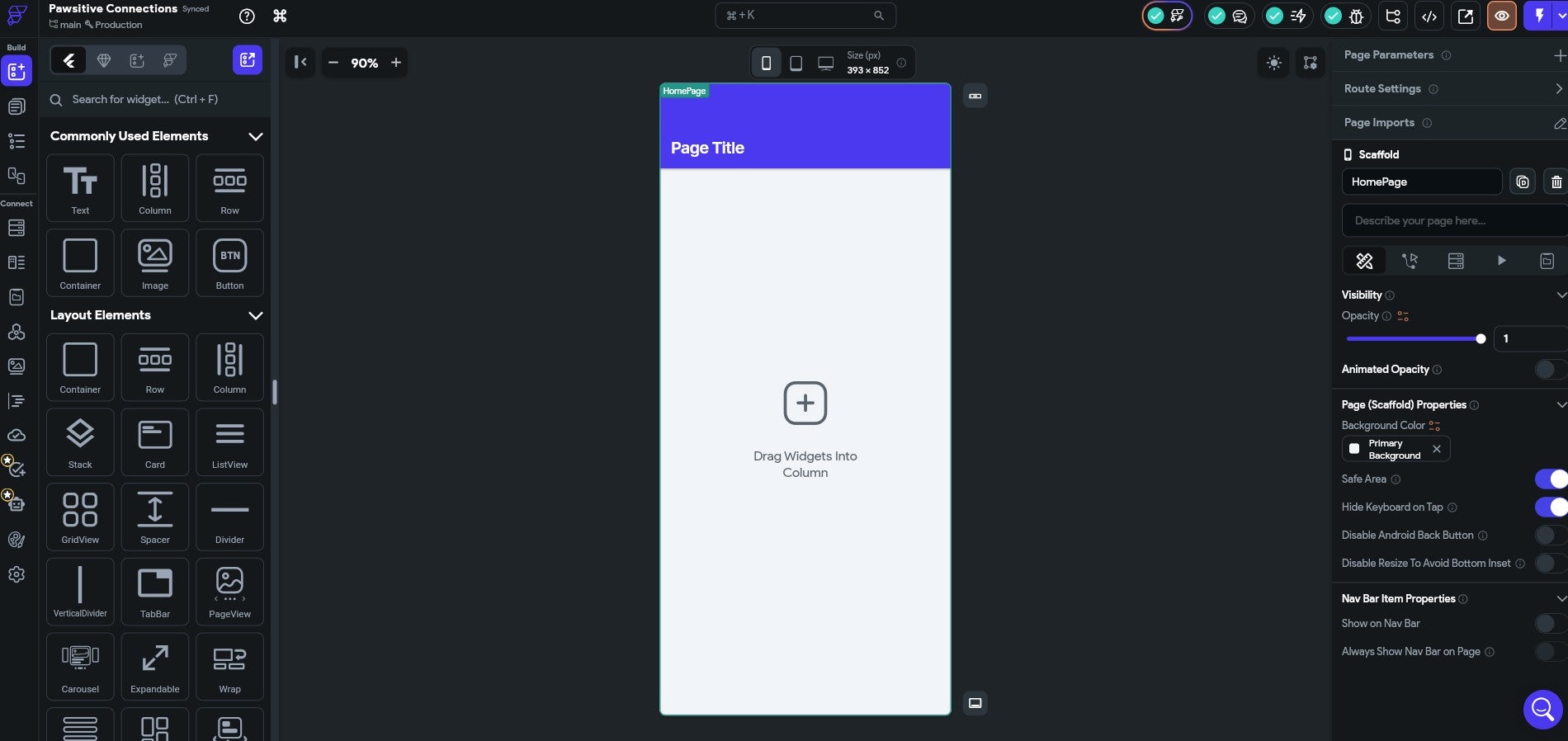 FlutterFlow had plenty of customization options available. Source: Tech.co testing