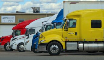 Parked semi-trucks