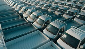 Many rows of trucks