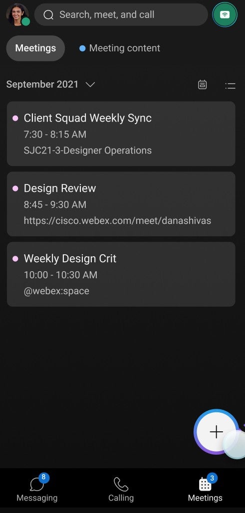 Webex Meetings List