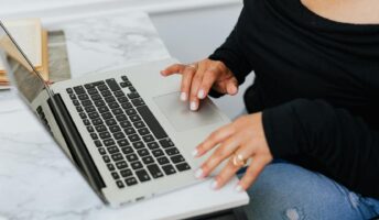 Woman using laptop