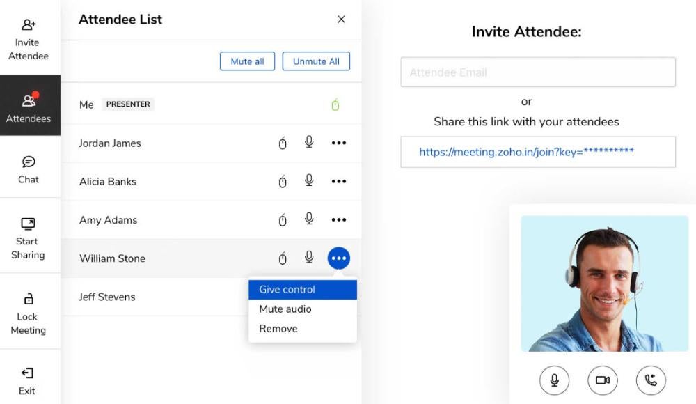Zoho Meeting Admin Control