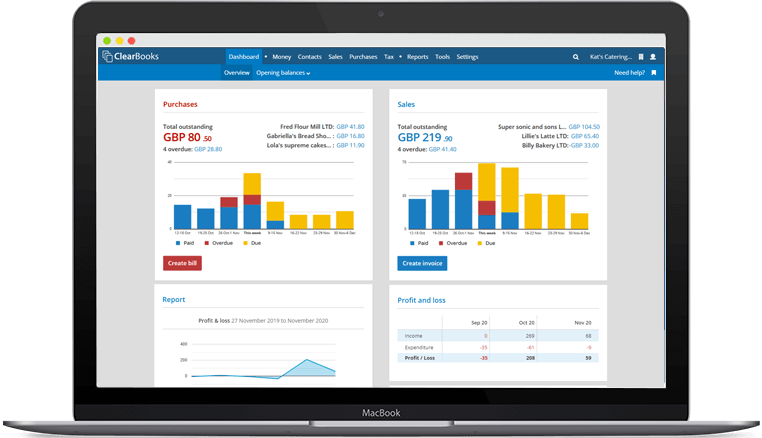 The Cleark Books interface is clean and simple, perfect for beginners. Source: Clear Books