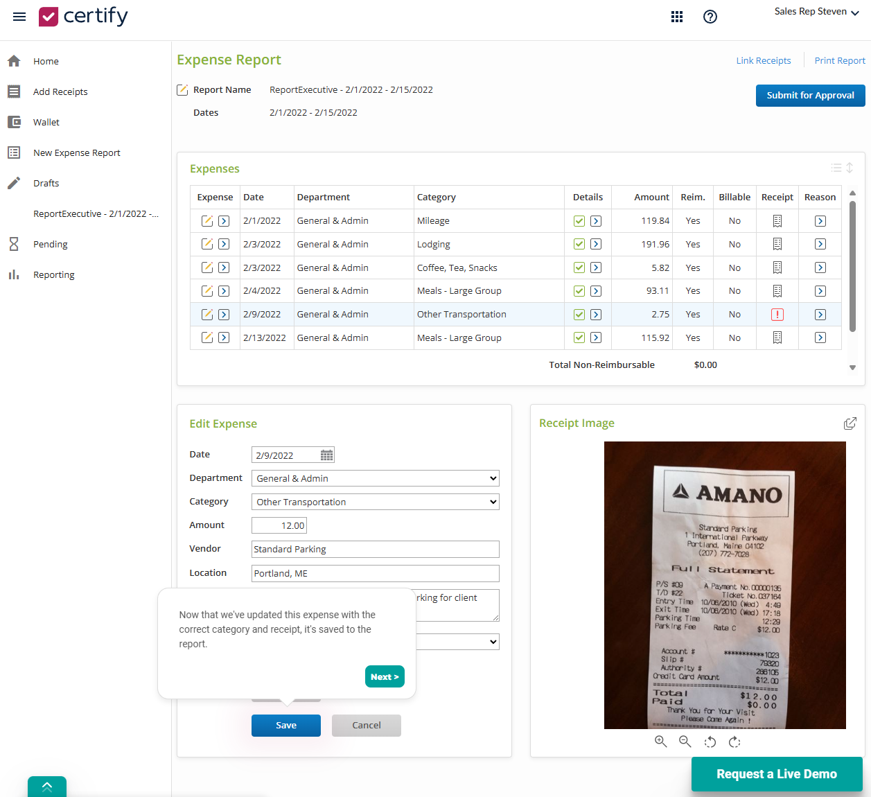 Emburse Professional Expense Report