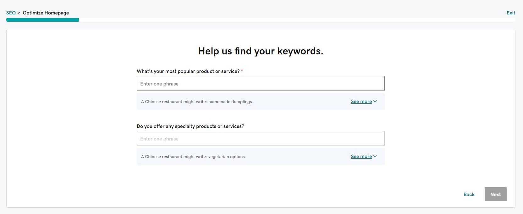 GoDaddy's SEO Wizard features
