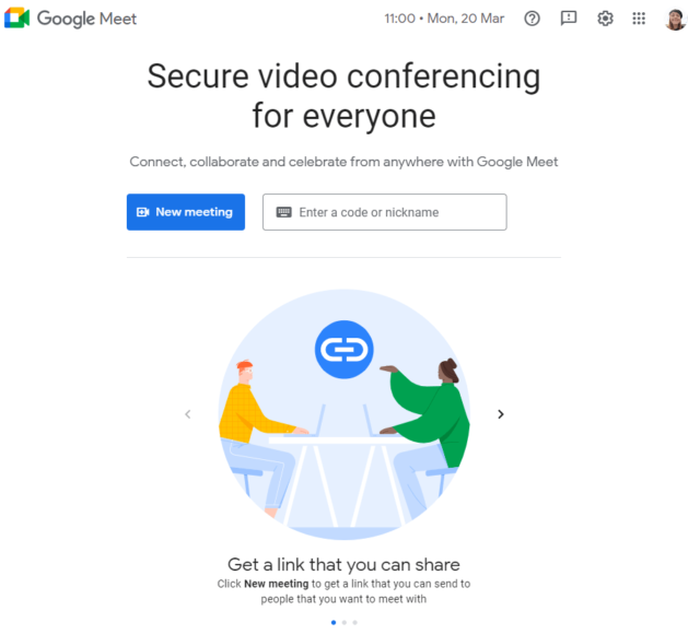 Google Meets sign in code