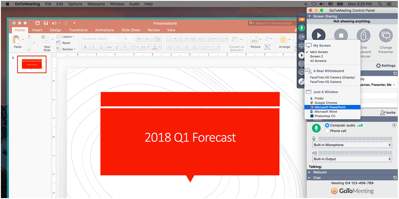 GoToMeeting's screen sharing