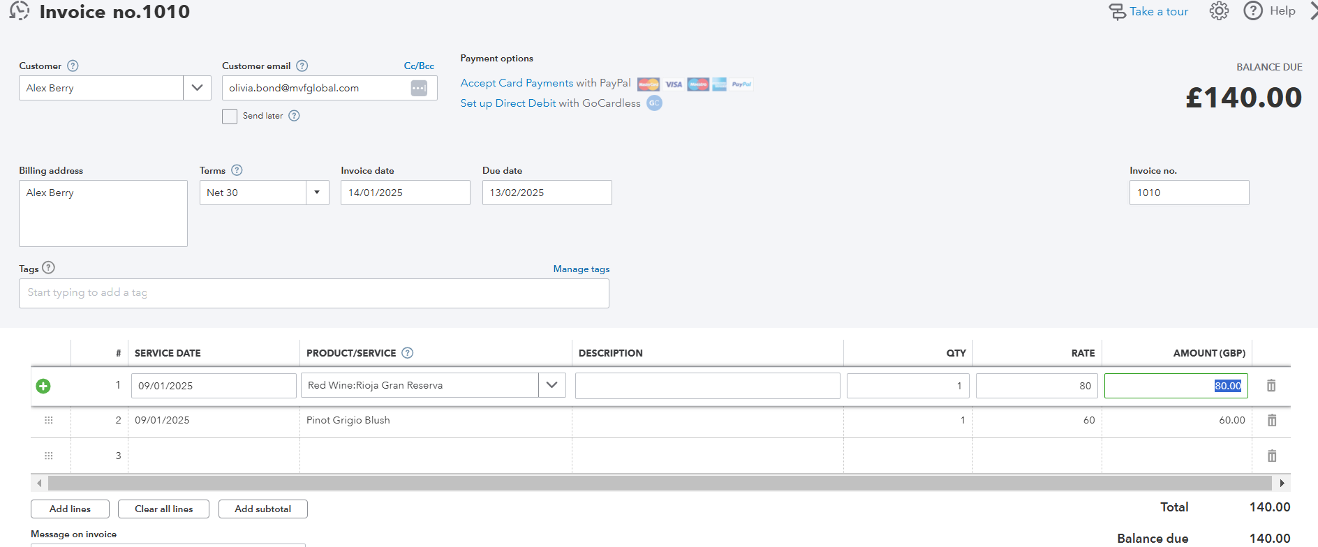 QuickBooks lets you set up recurring invoices, automatic invoice sending, and more
