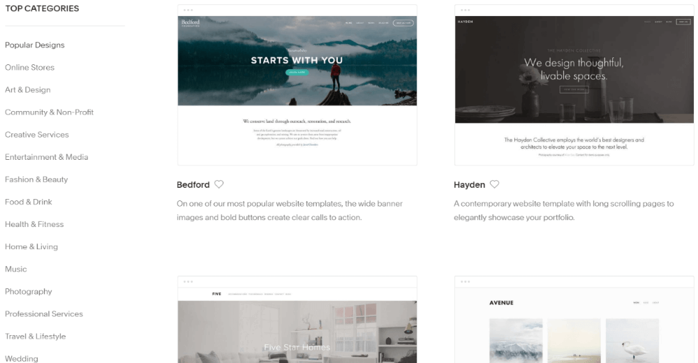Squarespace website builder templates