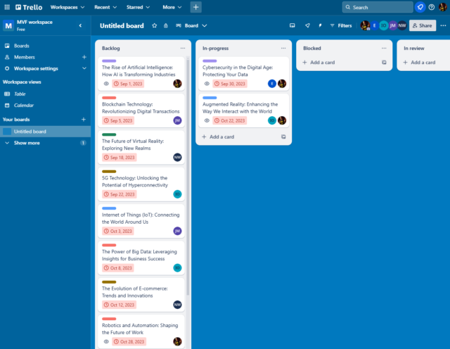 Trello interface