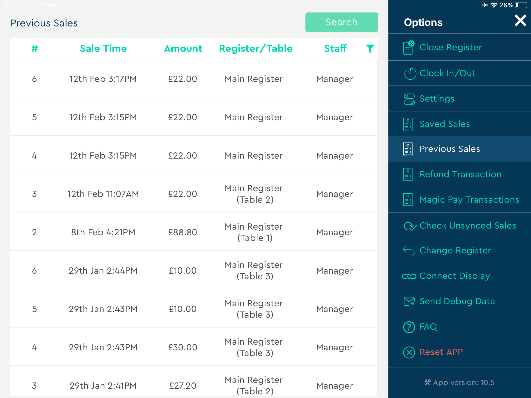 We were able to easily view sales history on the SumUp POS. Source: Tech.co testing