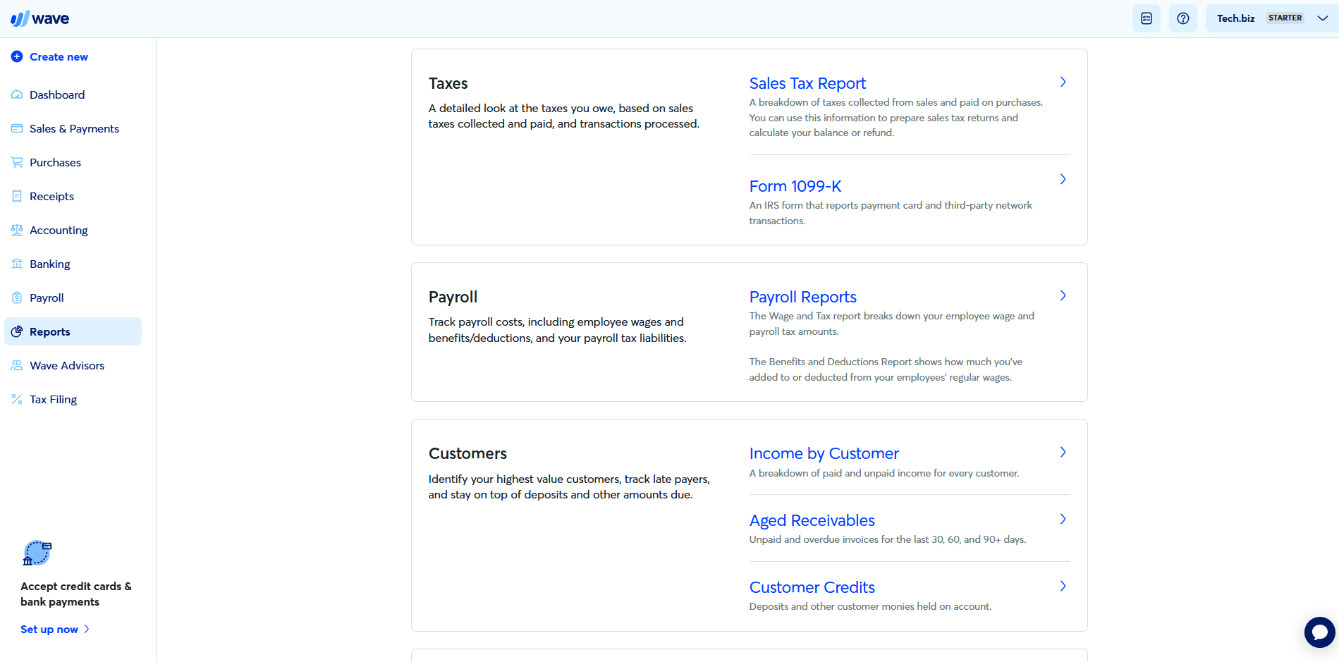 Wave Accounting reports