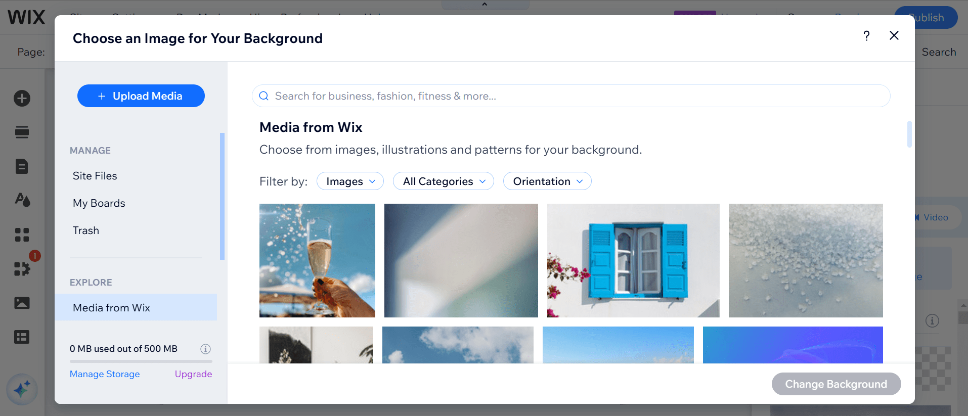 Edit the look of your website by adding unique images