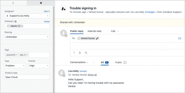 Zendesk Support Message