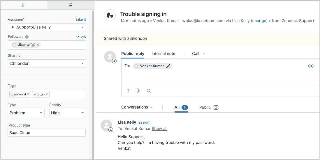 Zendesk Support Message