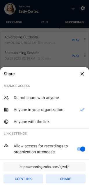 Zoho Meeting Profile