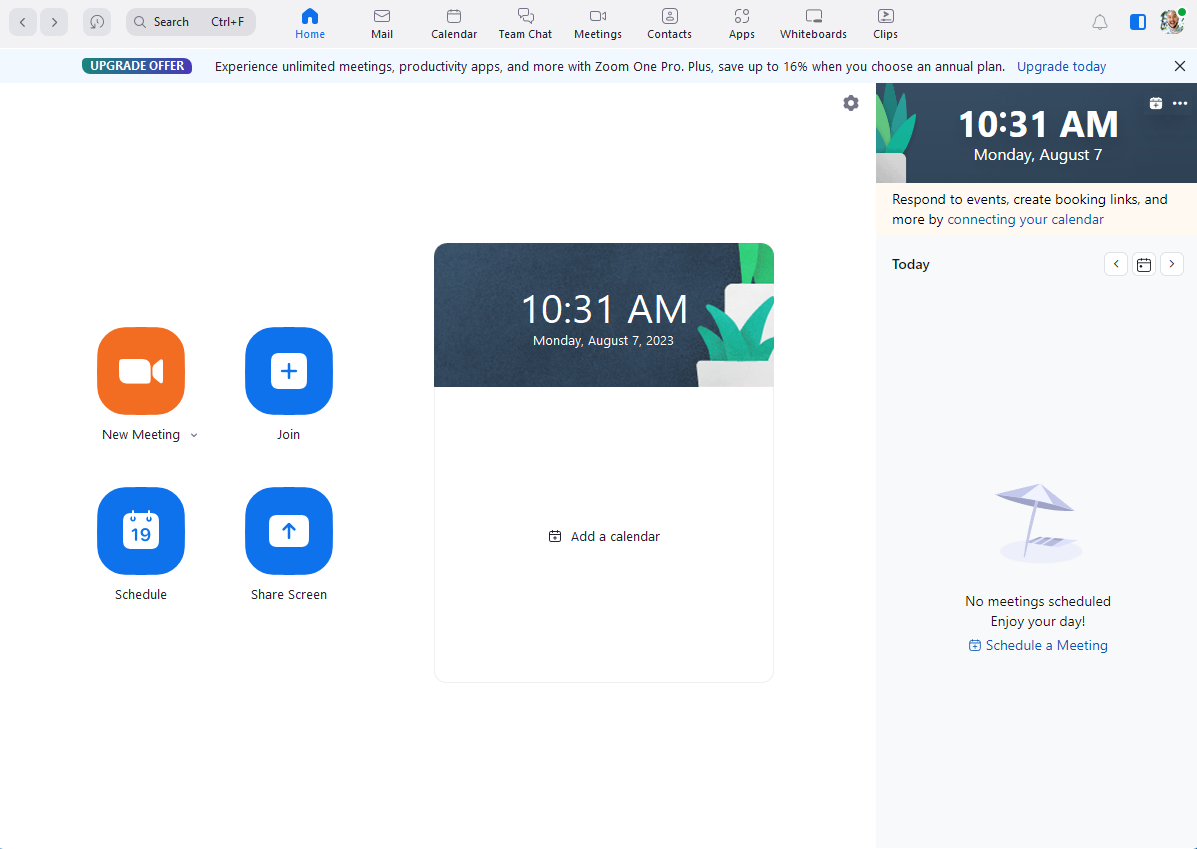 Zoom Home Page